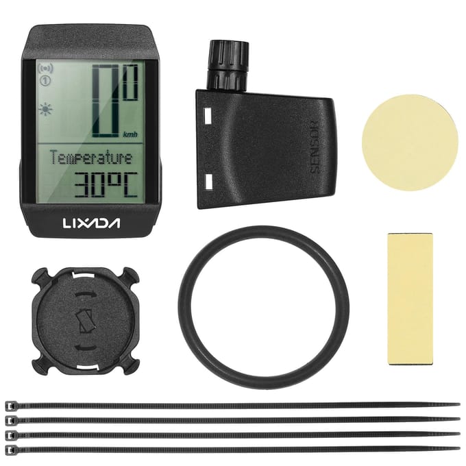 Lixada – compteur de vélo sans fil, étanche, compteur de vitesse, odomètre, 6 langues, LED noir