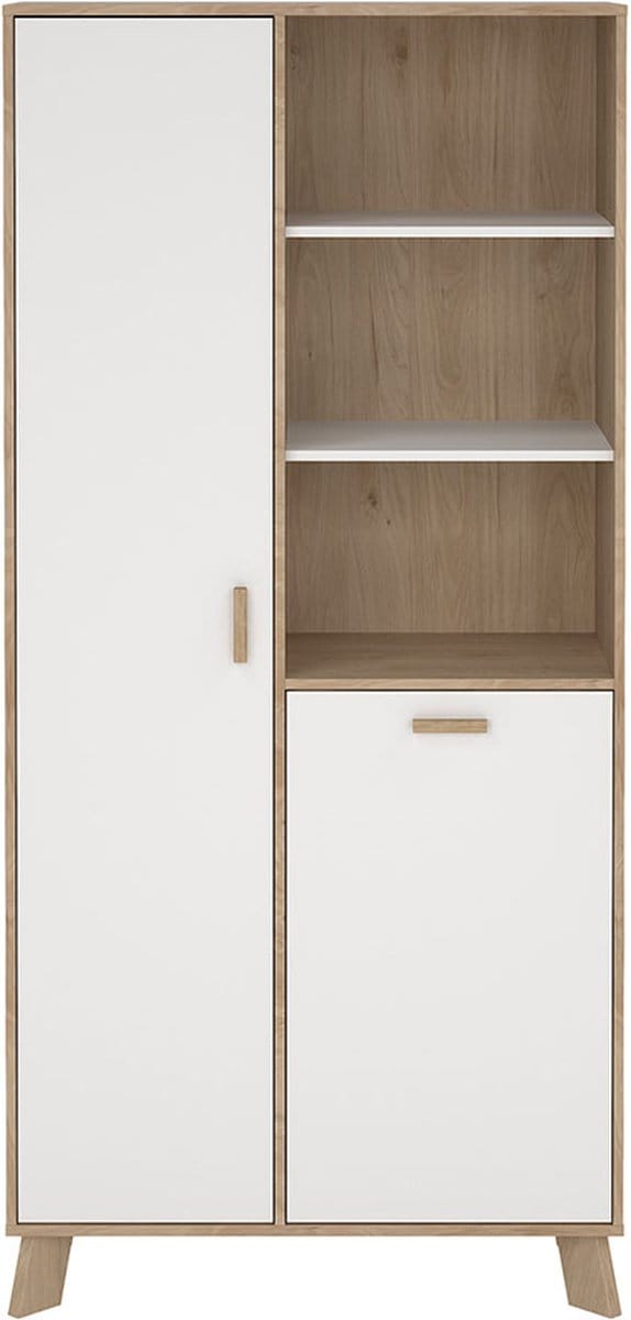 Ikast vitrinekast 2 deuren, 3 planken eiken decor, wit.