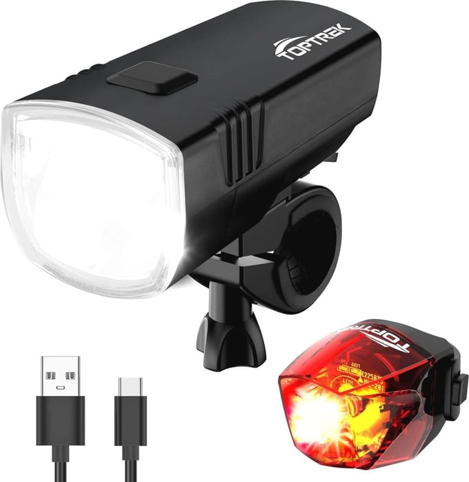 USB-oplaadbare Fietslamp met StVZO-keuring - 70 Lux, Regenbestendig met Achterlicht
