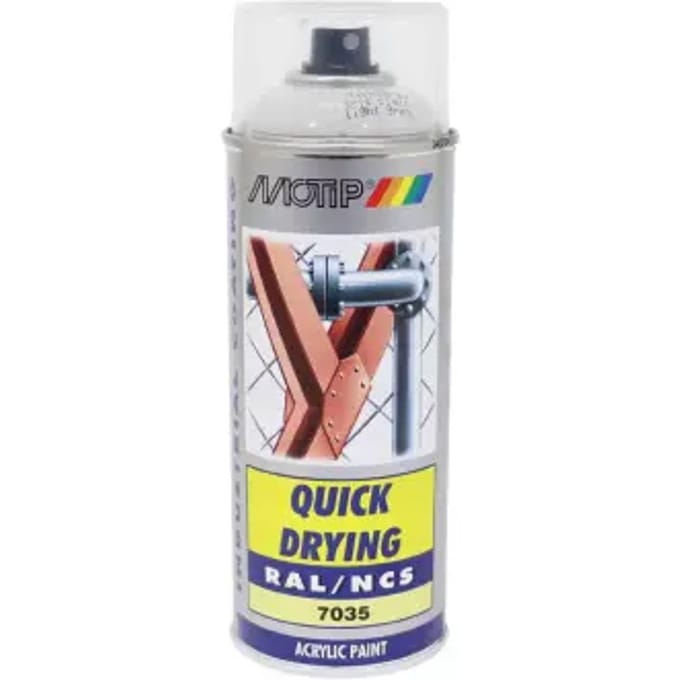 Motip industrial acryllak hoogglans RAL 7035 lichtgrijs - 400 ml.