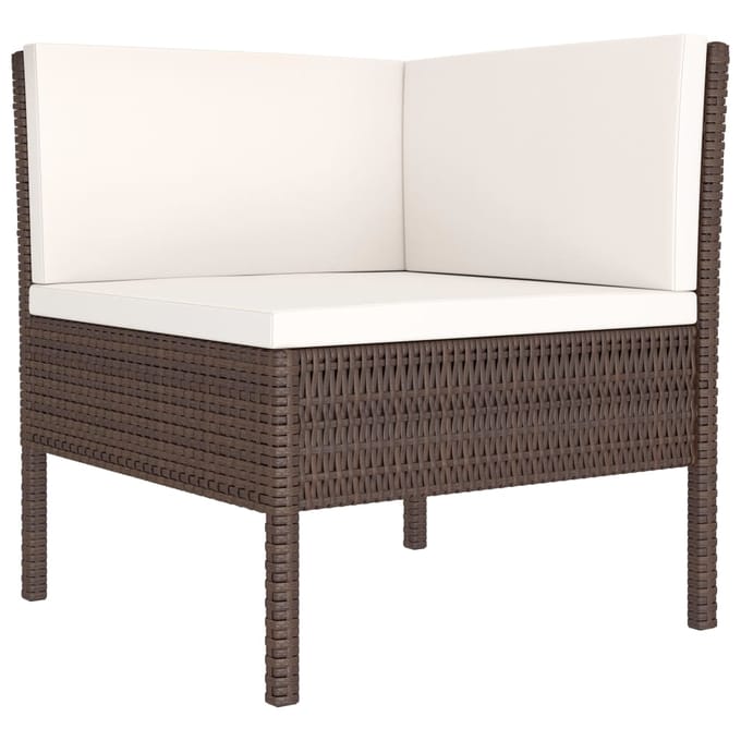 vidaXL - 3-delige - Loungeset - met - kussens - poly - rattan - bruin