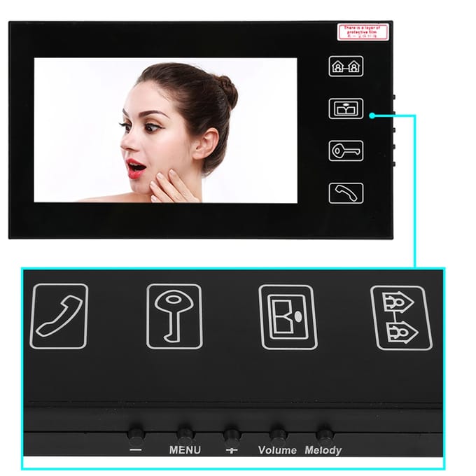 Interphone vidéo tactile LCD RFID 7  avec sonnette et système de sécurité à domicile avec mot de passe blanc