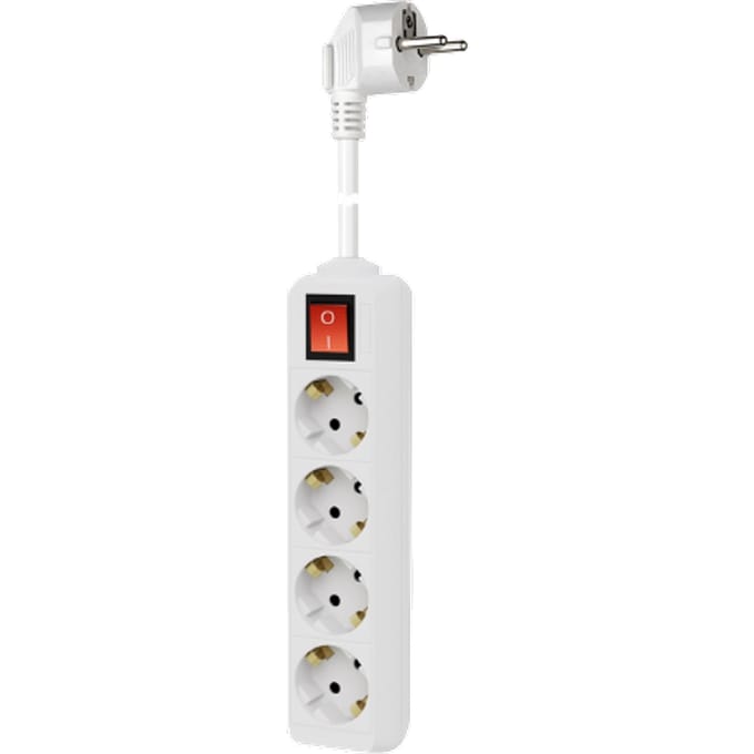 Stekkerdoos met 4 contacten en schakelaar / wit - 1,5 meter