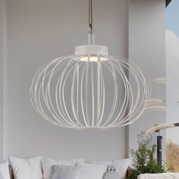 JUST LIGHT. GmbH JUST LIGHT. Akuba LED tafellamp, wit, 37 cm, bamboe