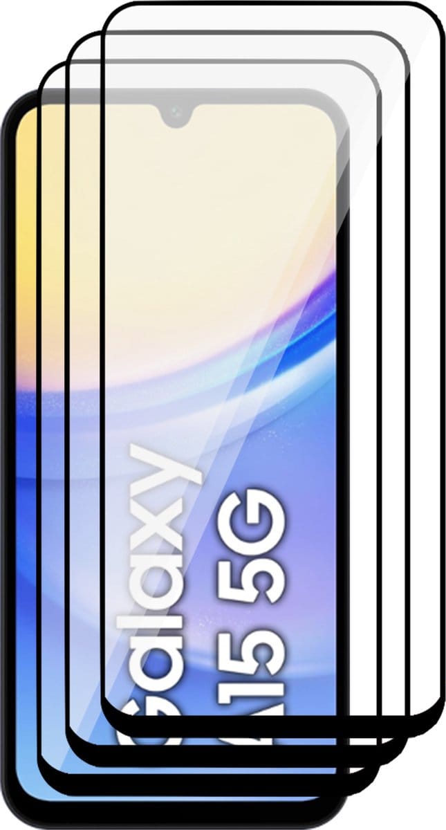 Screenprotector geschikt voor Samsung Galaxy A15 - 3x Volledig Dekkend Glas Screen Protector