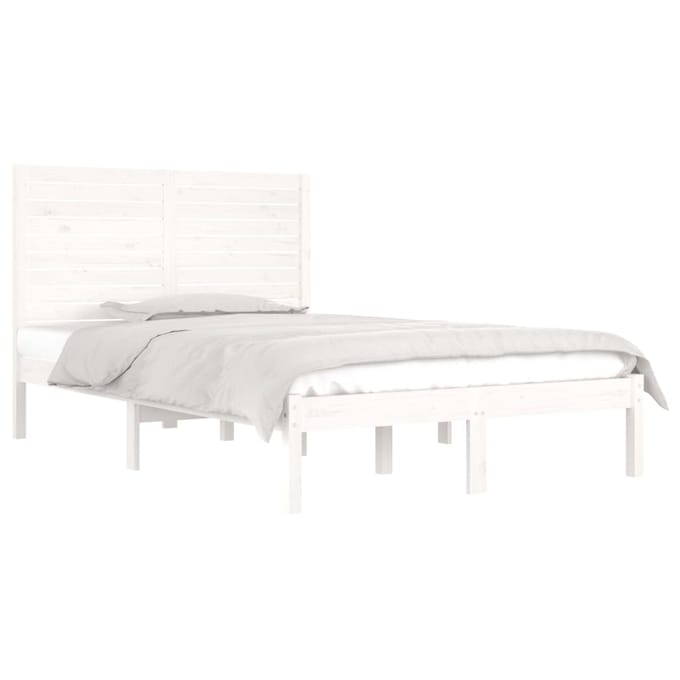 vidaXL - Bedframe - massief - hout - wit - 135x190 - cm