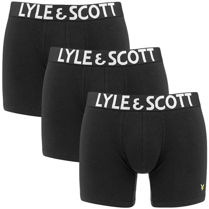Lyle & Scott - Set van 3 boxershorts met satijnen tailleband in zwart