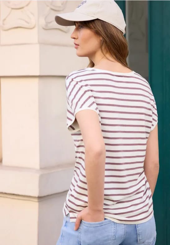 Shirt met losse schouders en strepen