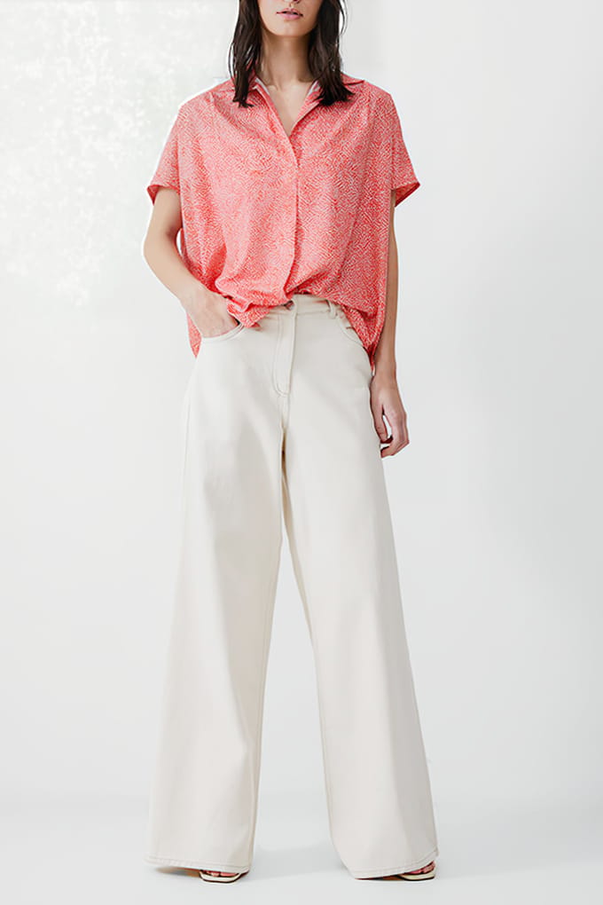 French Connection Bernice Crepe Light Popover Mandarin/seapink/ivr Größe: 8 | Blusen Outlet | Damen