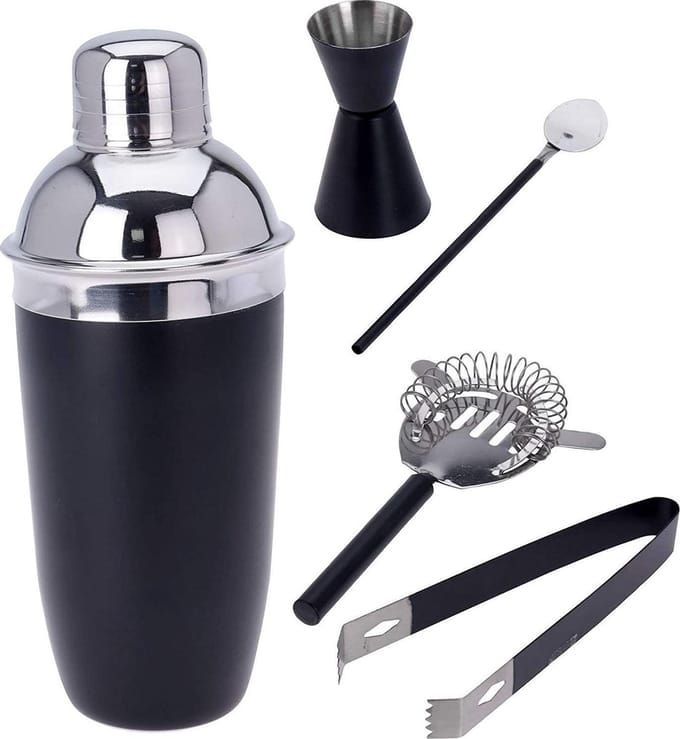 Ensemble d'accessoires de barman 5 pièces noir