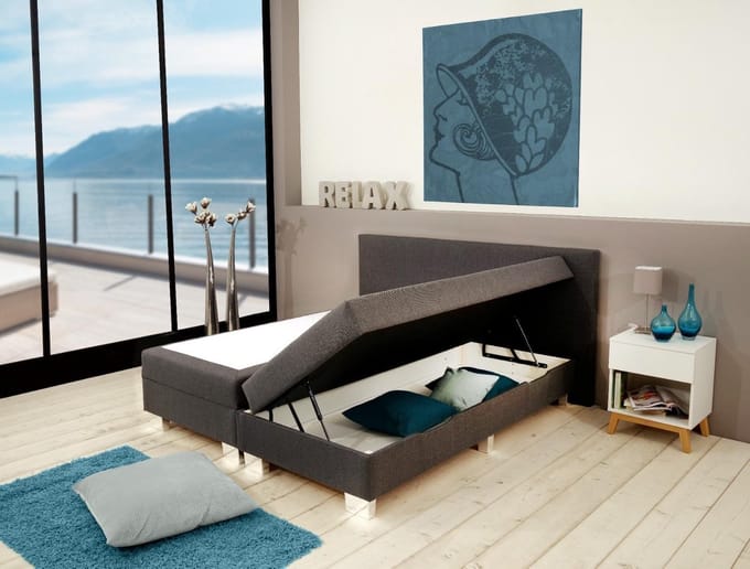 Luxe Opberg Boxspring Brooklyn 140x200 zwart