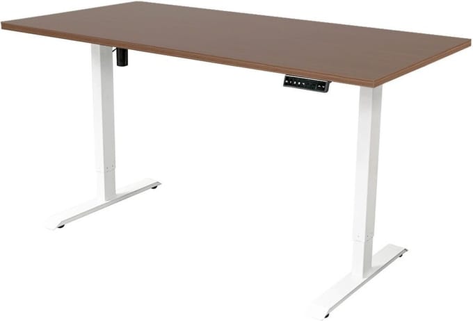 Sedero Elektrisch verstelbaar bureau - 140x80 cm - Single motor - Wit met Donker eiken