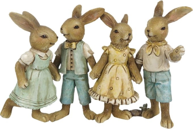 Clayre & Eef Beeld Konijn 11 cm Groen Bruin Polyresin Woonaccessoires
