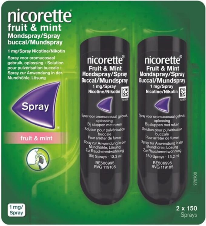 Nicorette Fruit & Mint Mondspray 4 x 1mg - 4 x 150 sprays