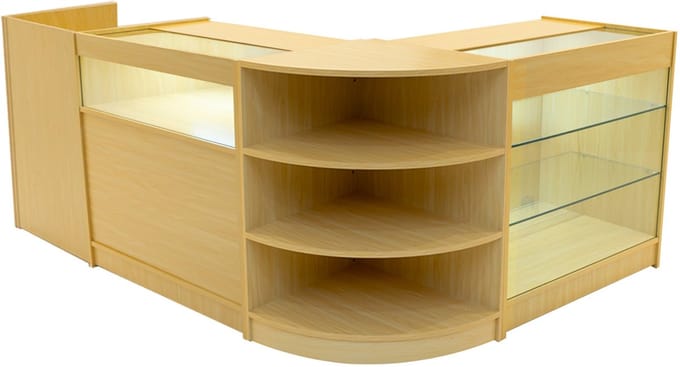 Hyperion led winkel toonbank set - esdoorn - 90/60cm - slotdeuren