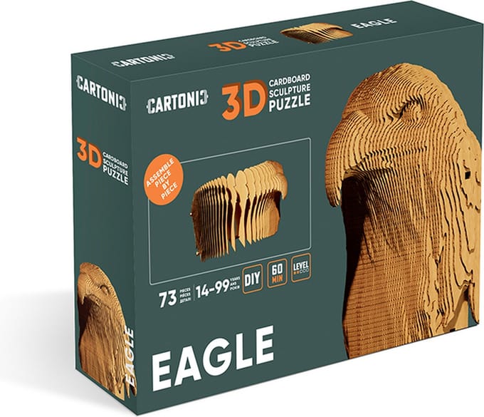 CARTONIC- Eagle- 3D puzzel-DIY- Cadeau-kado- puzzel- kinderen en volwassenen- karton-ecologisch