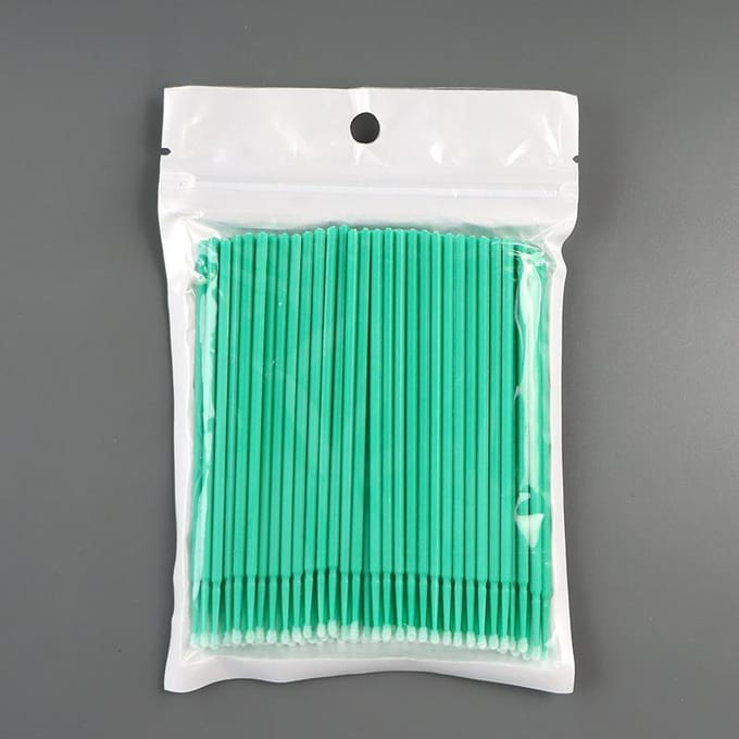 Lot de 100 cotons-tiges jetables en coton doux pour extensions de cils, applicateurs de micro-brosse pour mascara individuel jaune