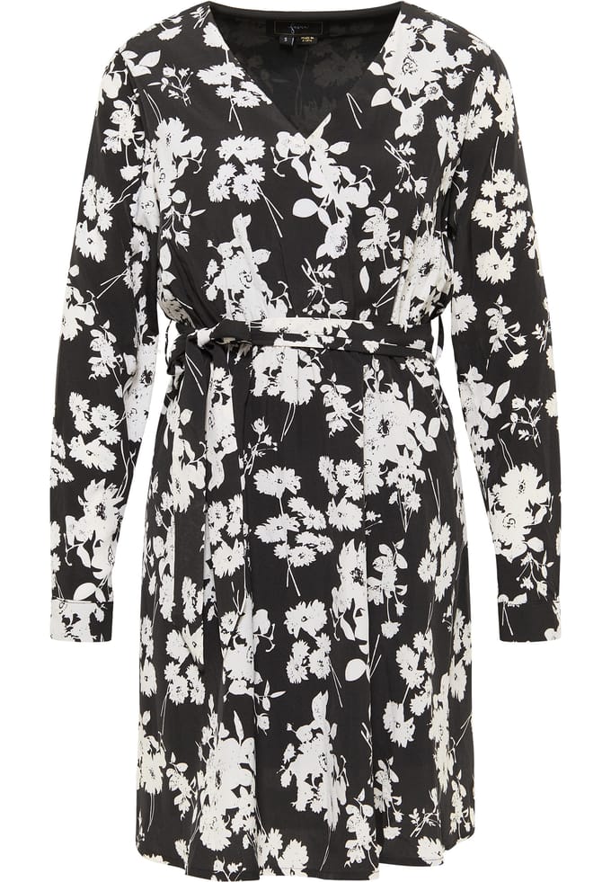 Faina Midi-jurk met bloemenprint Dames zwart wit