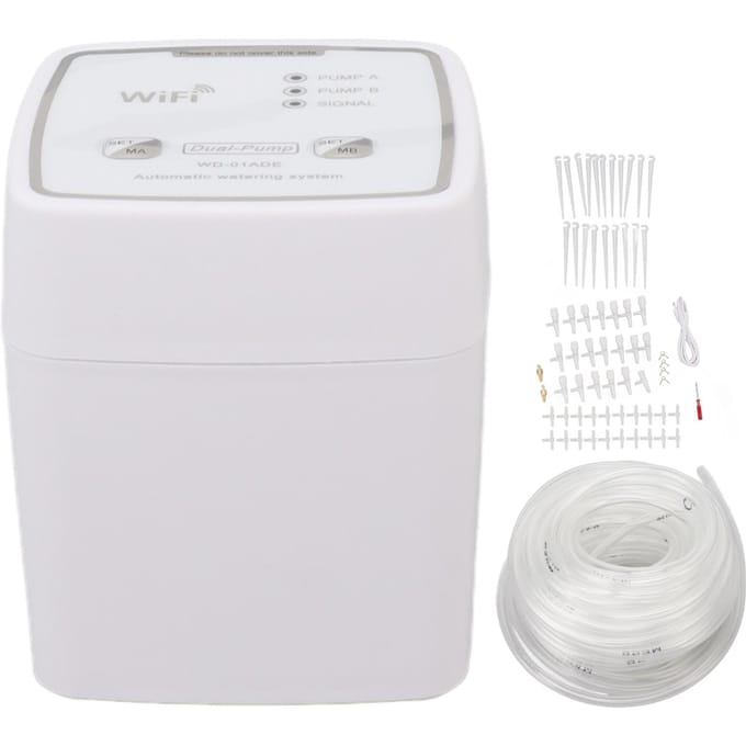 WiFi Druppelirrigatiekit Afstandsbediening Dubbele Pomp Automatisch Bewateringssysteem voor 20 Potplanten white
