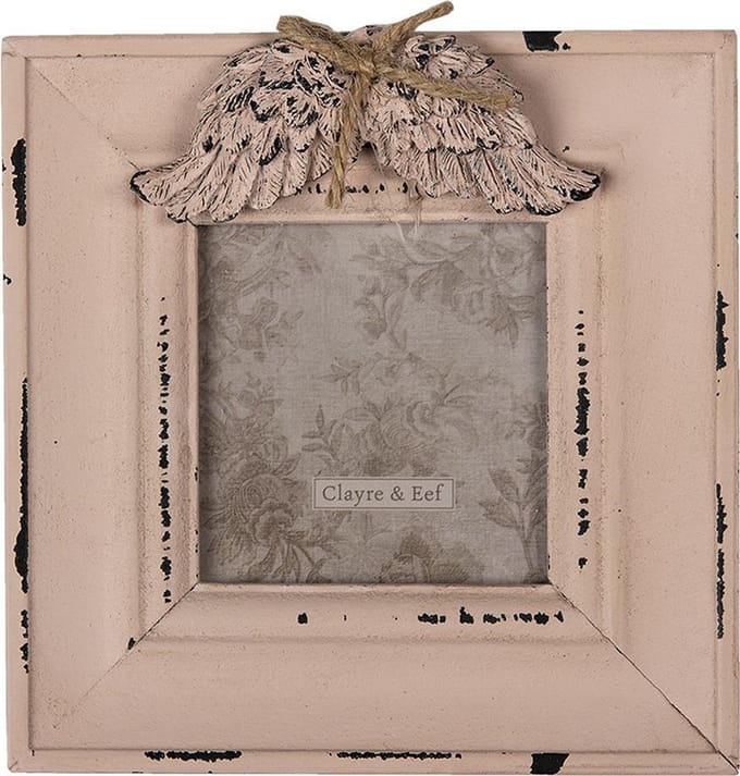Clayre & Eef Fotolijst 7x7 cm Roze MDF Vleugels