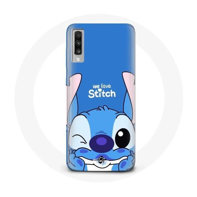 Hoesje voor Samsung Galaxy A50 Stitch schattige blauwe achtergrond