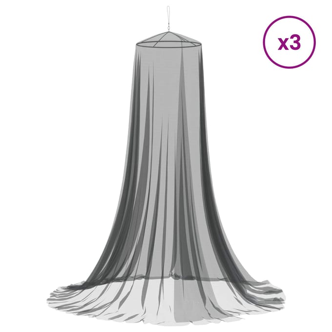 vidaXL - Muggennet - voor - bed - 3 - st - 156 - mesh - Zwart - ⌀56 - x - 220 - cm - Polyester