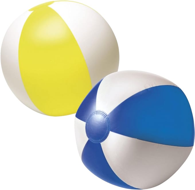 Impression Strandbal - opblaasbaar - zwembad speelgoed - geel / blauw set - D26 cm