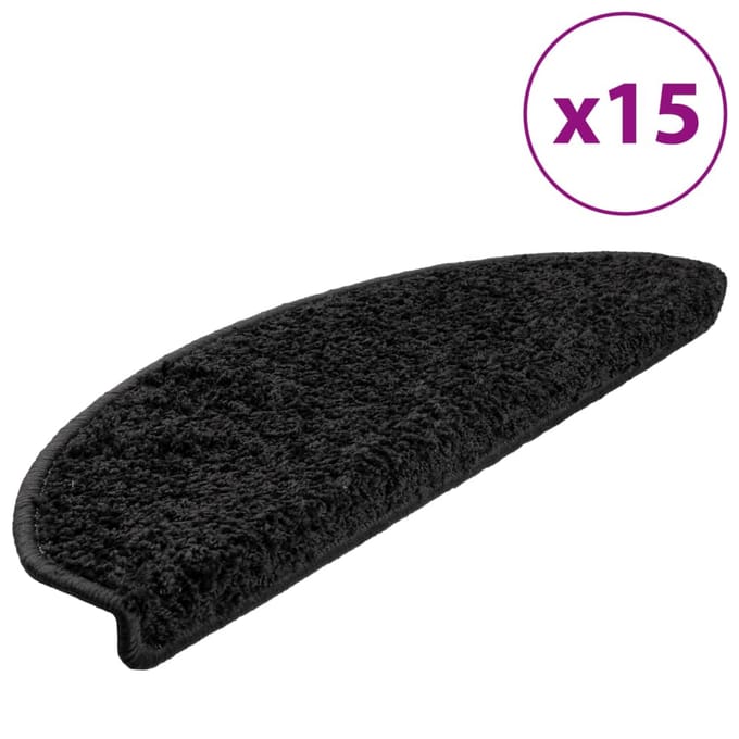 vidaXL - Trapmatten - 15 - st - 65x21x4 - cm - Zwart - Halfrond - Groot