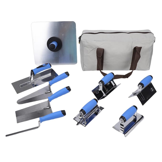 10 stuks Beton Troffel Set Metselwerk Handgereedschap Set Bevat Platte Afwerking Betonrandenmaker en Groefmaker gray