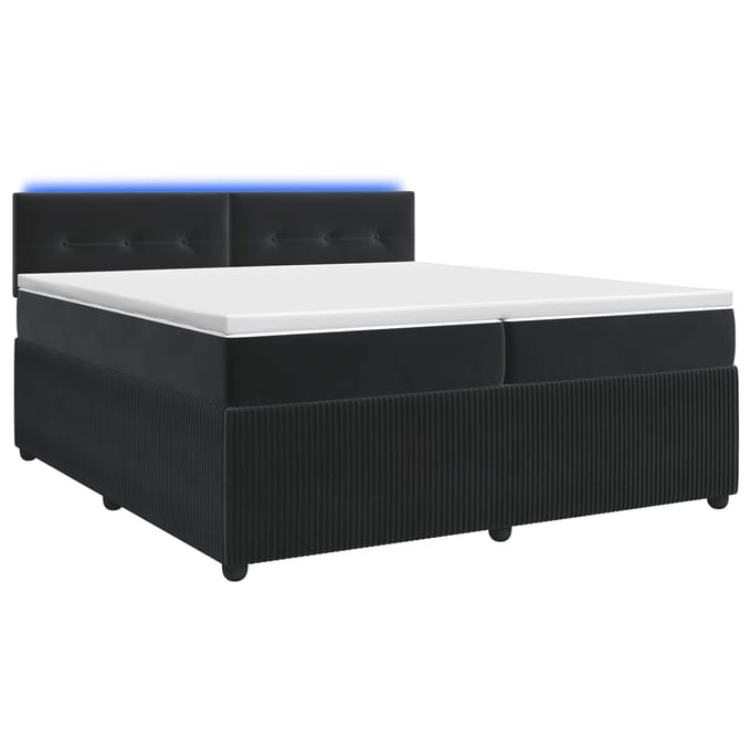 vidaXL - Boxspringbed - met - matras - Zwart - 200 - x - 200 - cm - Fluweel