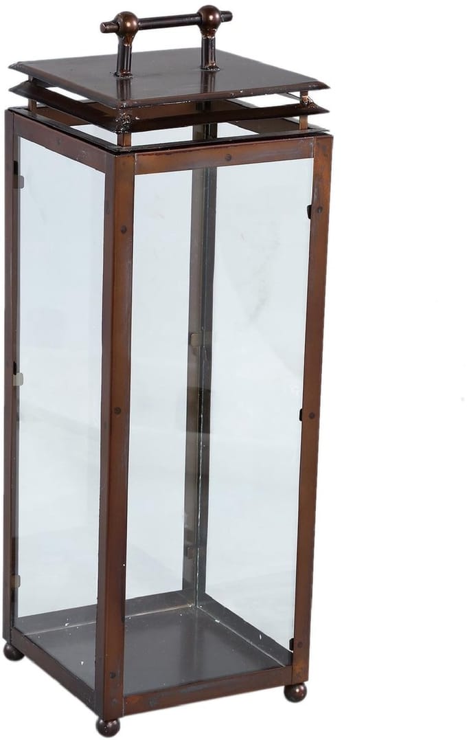 PTMD Lantaarn Dunja Copper - 18x18x52 cm - Metaal - Koper