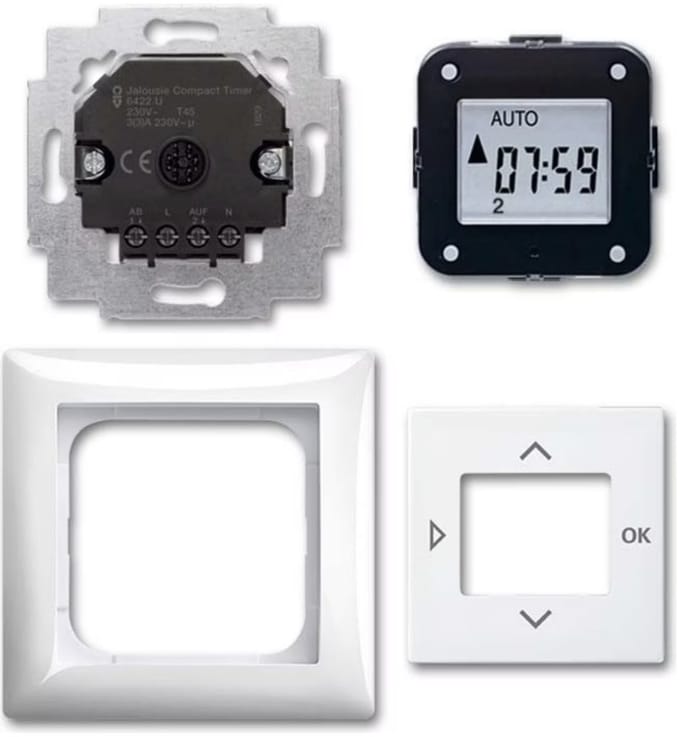 Busch-Jaeger Jaloezie-Compact-Timer complete set 2-voudig alpinewit - Busch-balance® SI (6422 UJ-914), 2CKA006410A0412