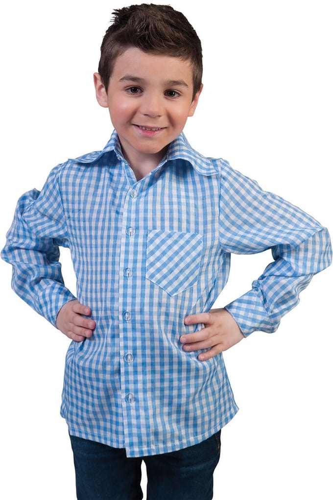Blauw wit geruite Tiroler blousen