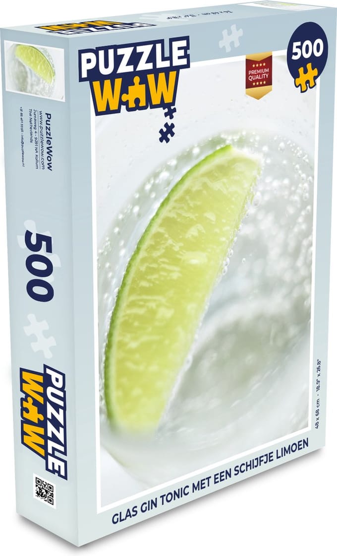 Puzzel Glas gin tonic met een schijfje limoen - Legpuzzel - Puzzel 500 stukjes
