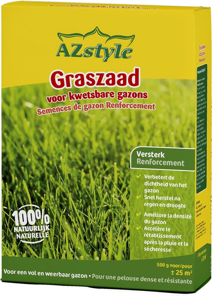 AZstyle Graszaad Versterk - voor Kwetsbare Gazons - voor 25 m² - 500 GR