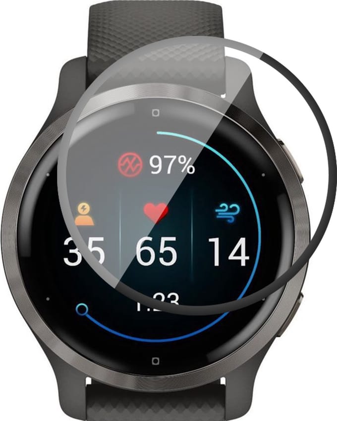Screenprotector geschikt voor Garmin Venu 2s - PET Glasfolie Full Screen Protector