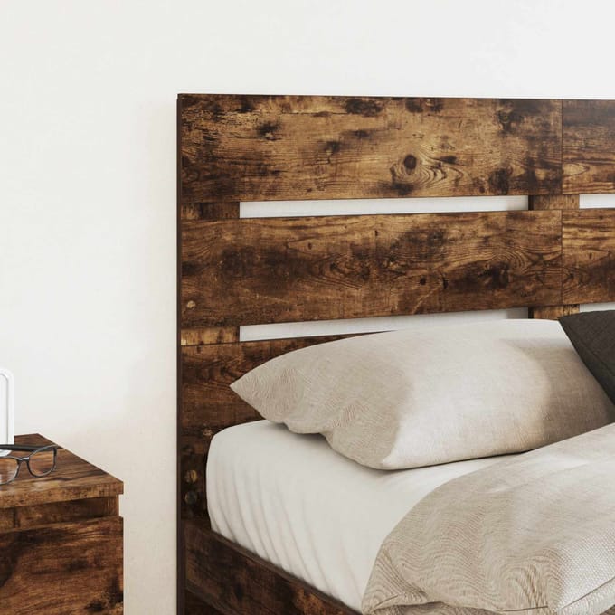 vidaXL - Hoofdbord - Rook - Eiken - Bewerkt - hout
