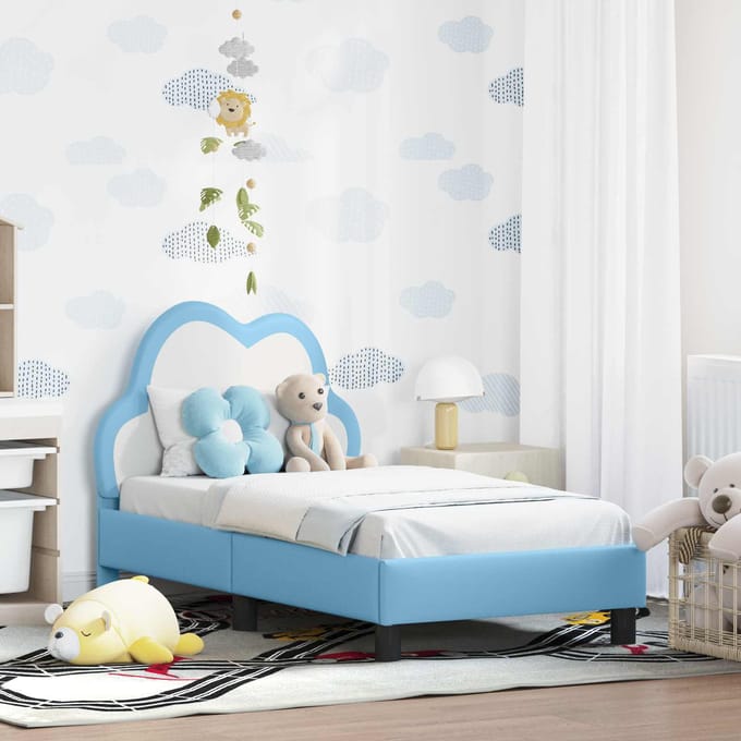 vidaXL - Peuterbedframe - met - hoofdboard - Blauw - 70 - x - 140 - cm - PU