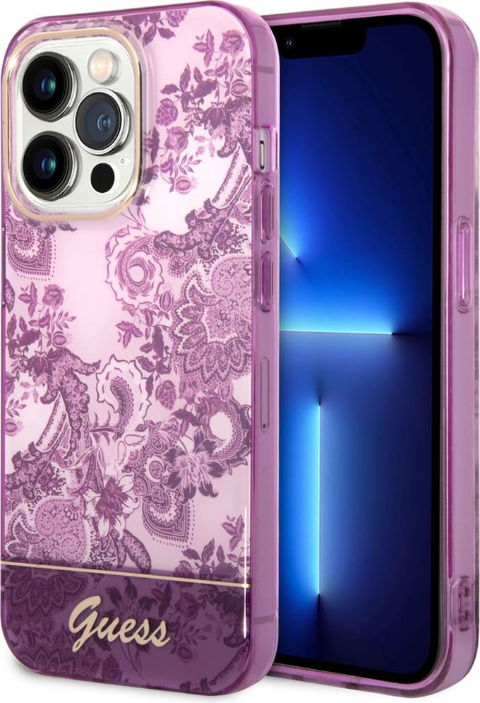 Guess Toile de Jouy Back Case - Geschikt voor Apple iPhone 14 Pro Max (6.7") - Fuchsia