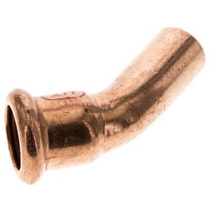 45 graden L-Perskoppeling - 15mm Persmof & 15mm Buiseinde - Koperlegering
