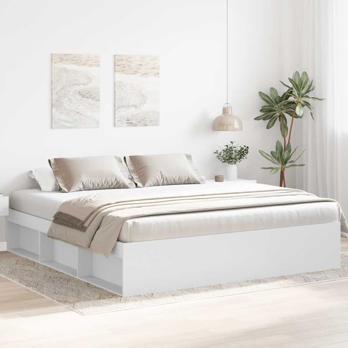 vidaXL - Bedframe - wit - 180x200 - cm - Super - King - Size
