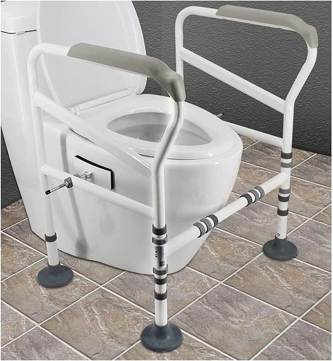 Veiligheidsbeugel Badkamer - Toiletsteun Antislip - Extra Steun - Roestvrijstalen Steun - 43 cm - Wit