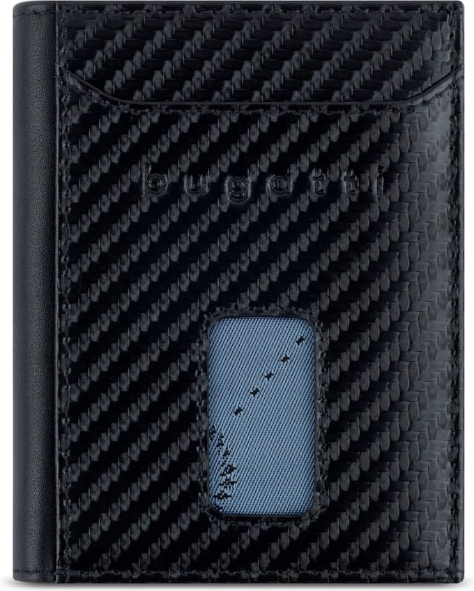 Bugatti Secure Slim Portemonnee RFID-bescherming Leer 8 cm - Jongens - Staand formaat - schwarz