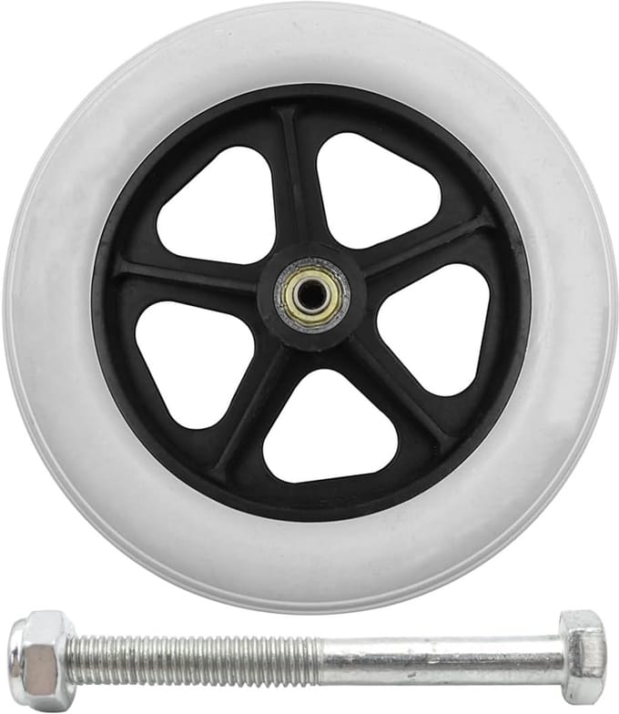 Rolstoel Voorwiel - Spinner Wiel - Soepele Beweging - Antislip Rubber - 8 Inch Diameter - Grijs