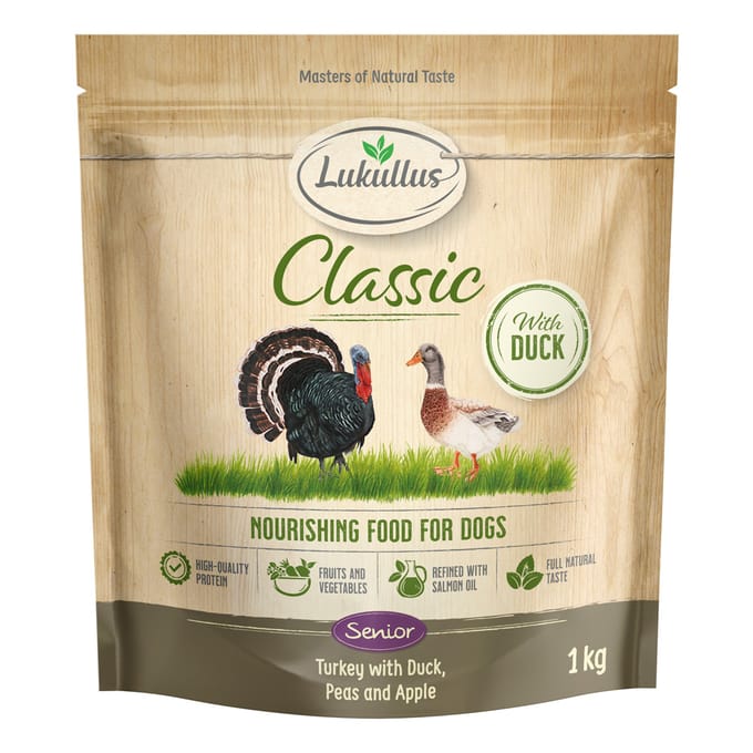 1 kg Lukullus Classic Senior Kalkoen & Eend Graanvrij Honden Droogvoer