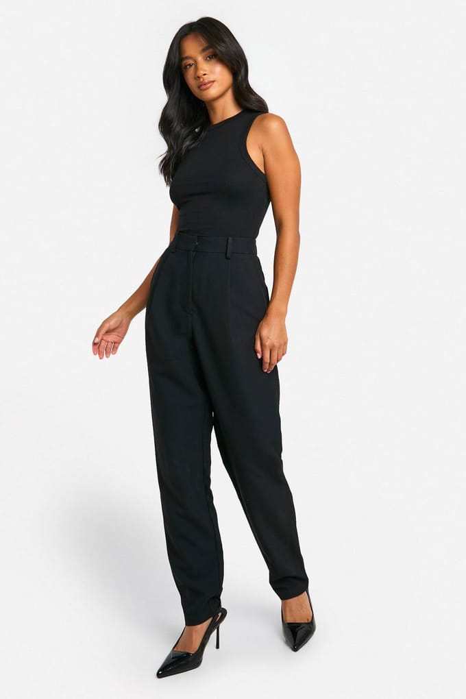 boohoo Dames Petite Essential Slim Leg Getailleerde Broek | Black | Maat: 6/28L