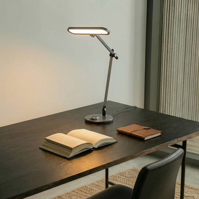 Lindby LED tafellamp Elvir, grijs, aluminium, hoogte 53cm, CCT