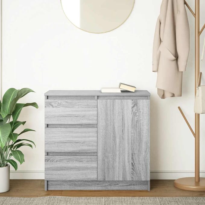 vidaXL - Dressoir - met - lade - 71x35x65 - cm - spaanplaat - grijs - Sonoma