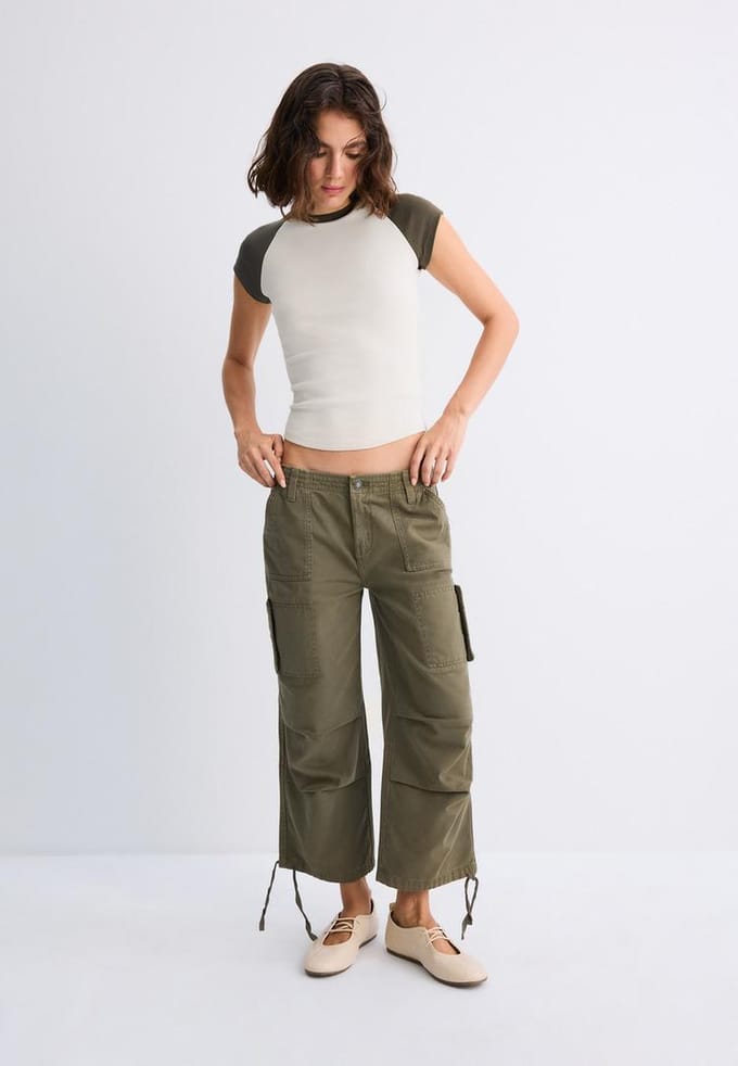 Stradivarius T-shirt met raglanmouwen  Steen L