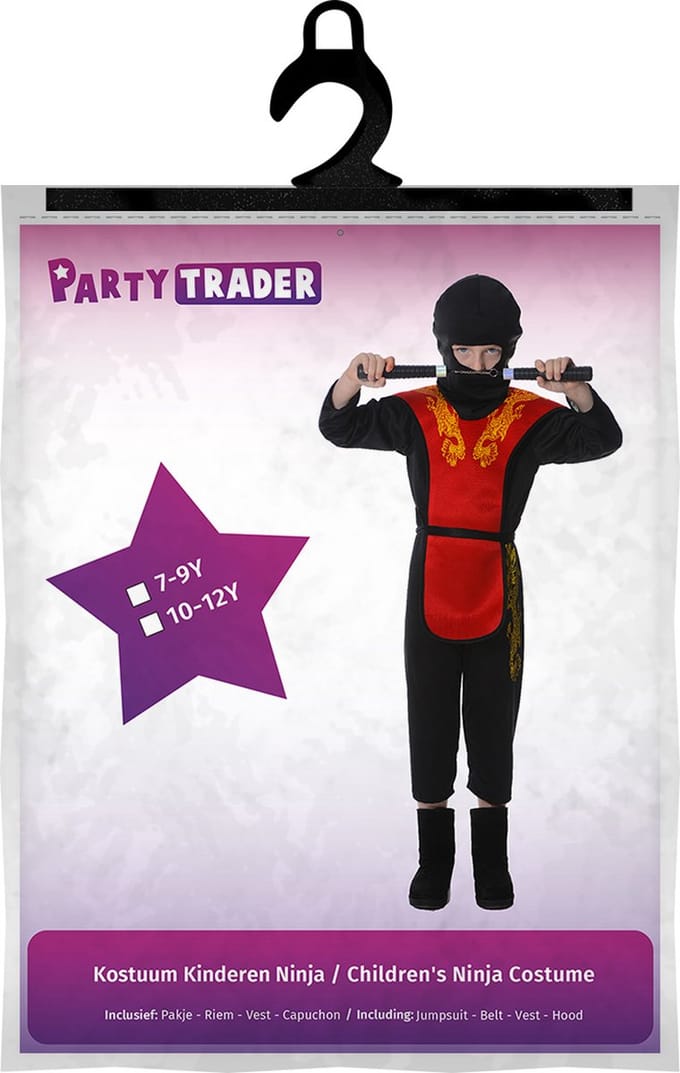 Verkleedkleding Kinderen - Ninja - Feestkleding - Carnaval kostuum kinderen - 10 tot 12 jaar